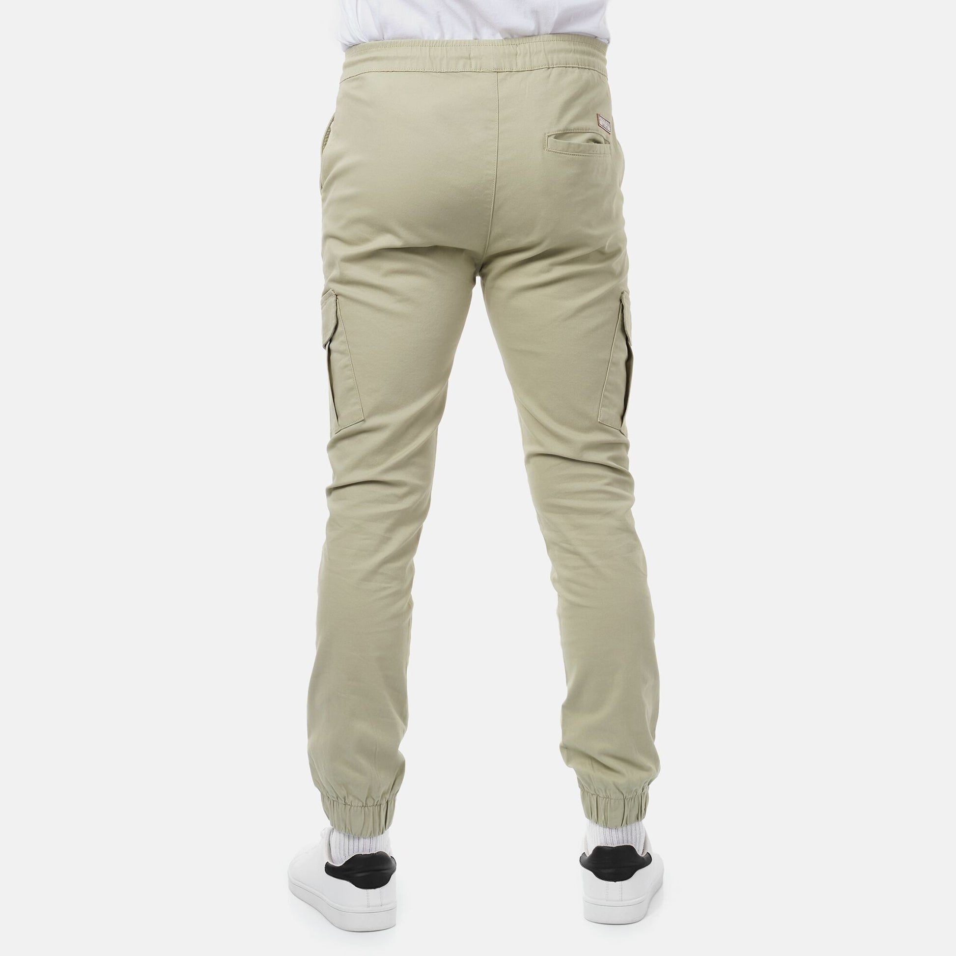 Pantaloni cargo uomo slim kaki con coulisse