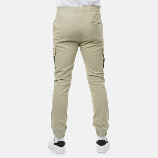 Pantaloni cargo uomo slim kaki con coulisse