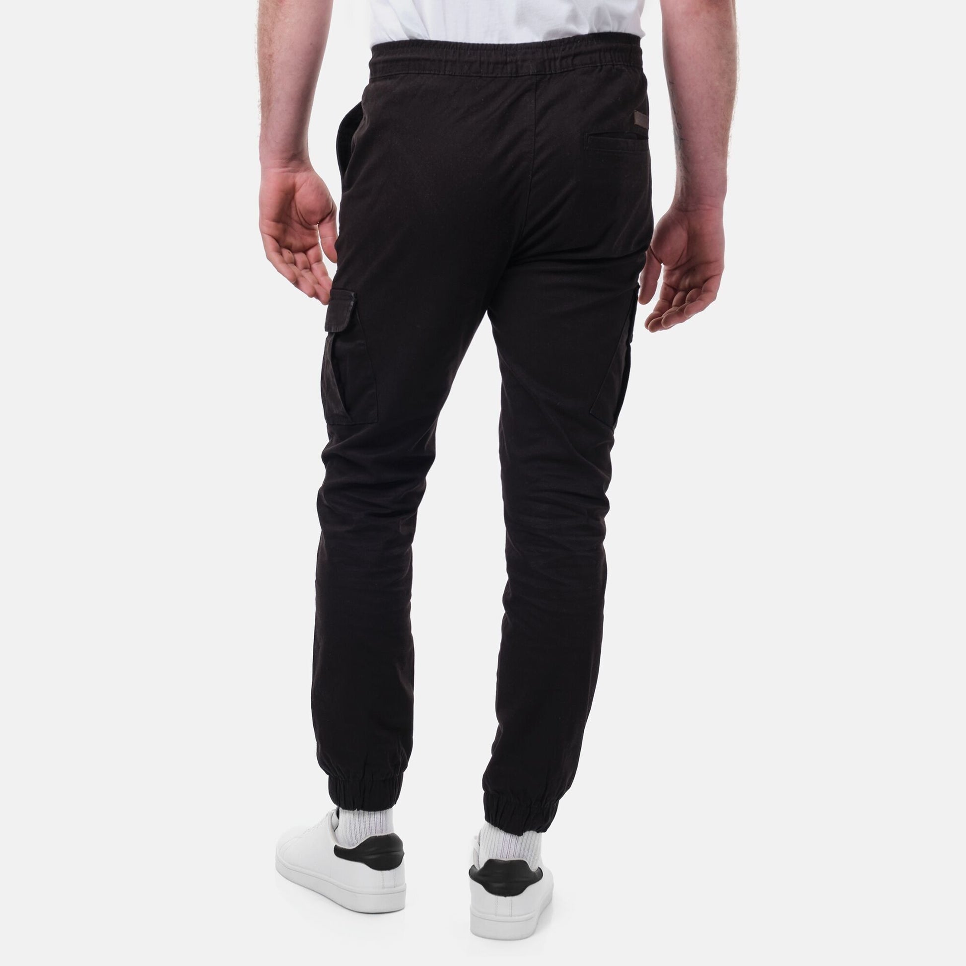 Pantaloni cargo uomo neri slim con coulisse
