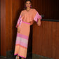 Completo maglia e gonna lunga a righe multicolor