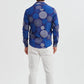 Camicia slim fit elasticizzata blu con stampa digitale
