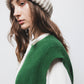 Gilet in maglia rasata con girocollo