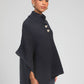 Poncho in maglia blu navy con collo alto