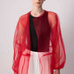 Giacca in organza trasparente con cintura rossa