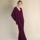 Maglione lungo con scollo a V profondo in misto cashmere