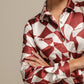 Camicia donna in raso con fantasia geometrica