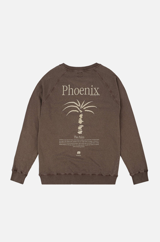 Felpa girocollo pigmentata Phoenix con stampa palma