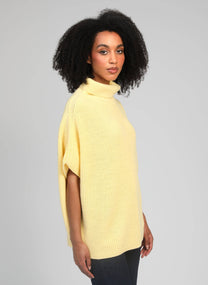 Maglione dolcevita oversize senza maniche giallo pulcino