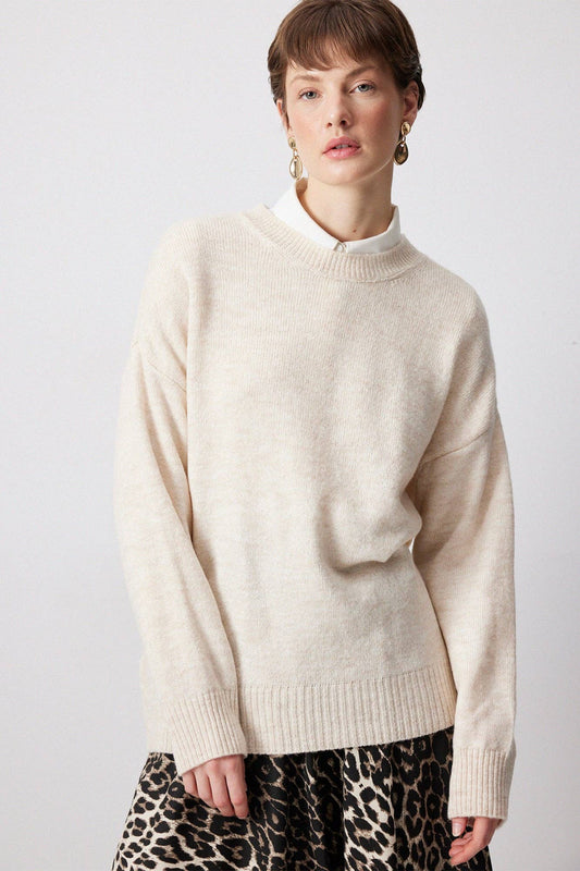 Maglione oversize tinta unita beige