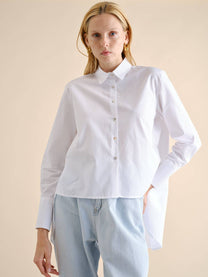 Camicia asimmetrica in cotone bianco