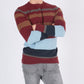 Maglione uomo a righe in cotone bordeaux e marrone