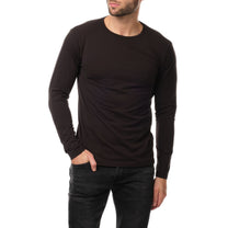 T-shirt uomo a maniche lunghe nera tinta unita
