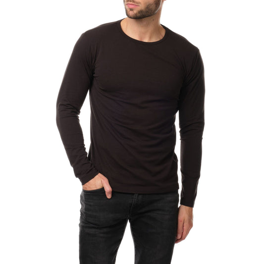 T-shirt uomo a maniche lunghe nera tinta unita