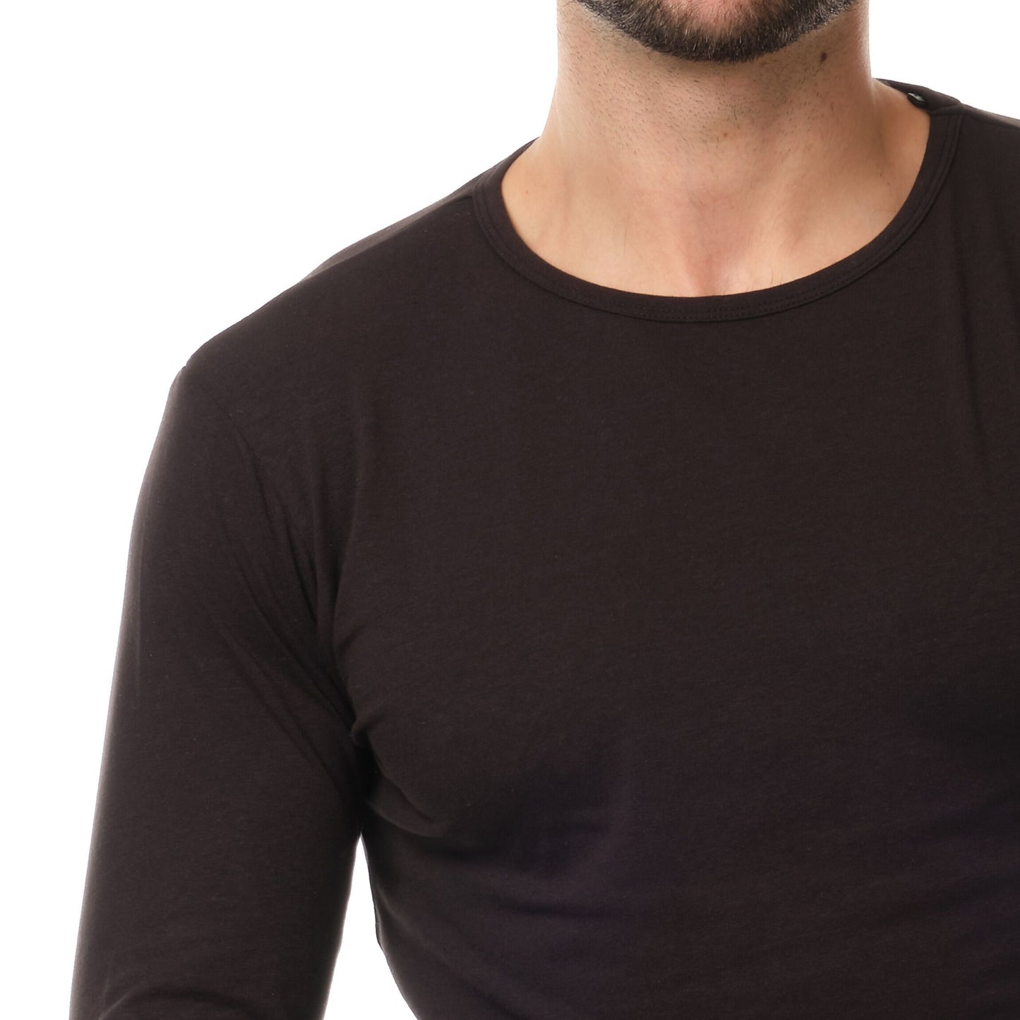 T-shirt uomo a maniche lunghe nera tinta unita