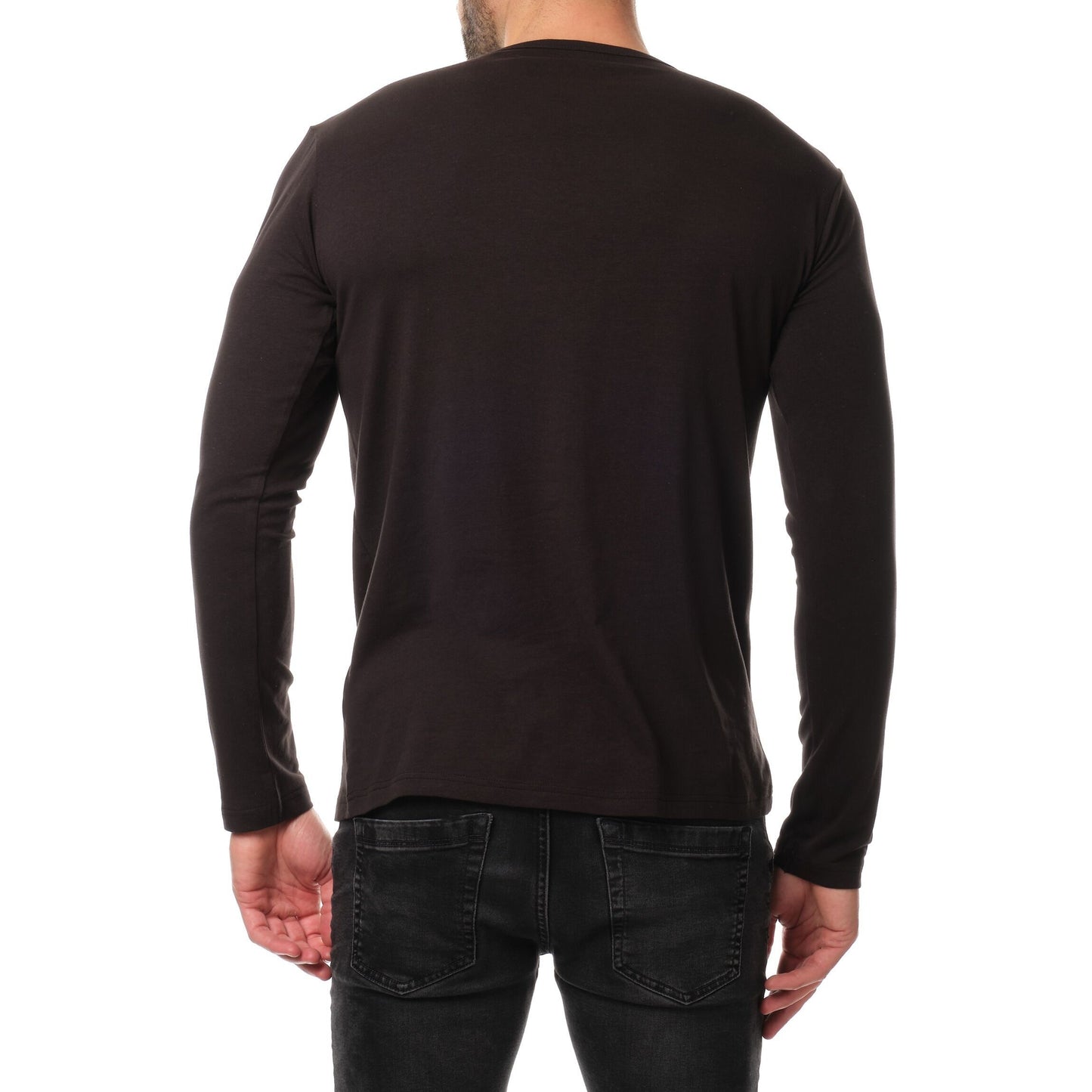 T-shirt uomo a maniche lunghe nera tinta unita
