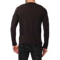 T-shirt uomo a maniche lunghe nera tinta unita