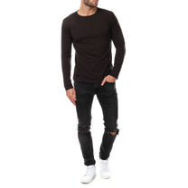 T-shirt uomo a maniche lunghe nera tinta unita