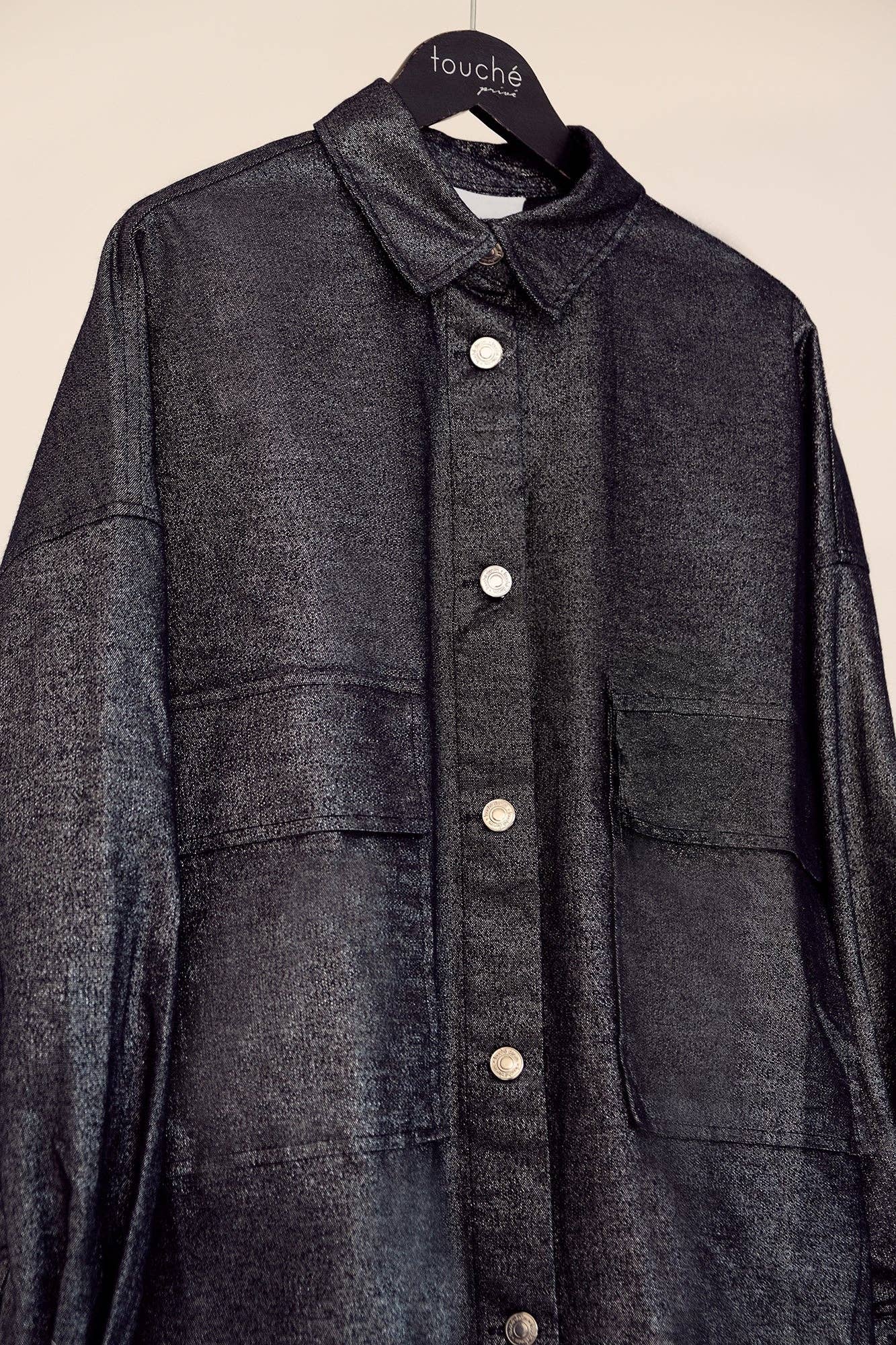 Giacca oversize in gabardine glitterata