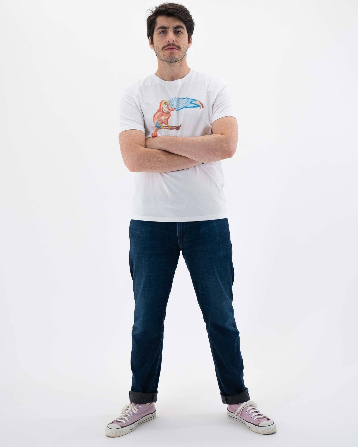 T-shirt unisex bianca con stampa tucano