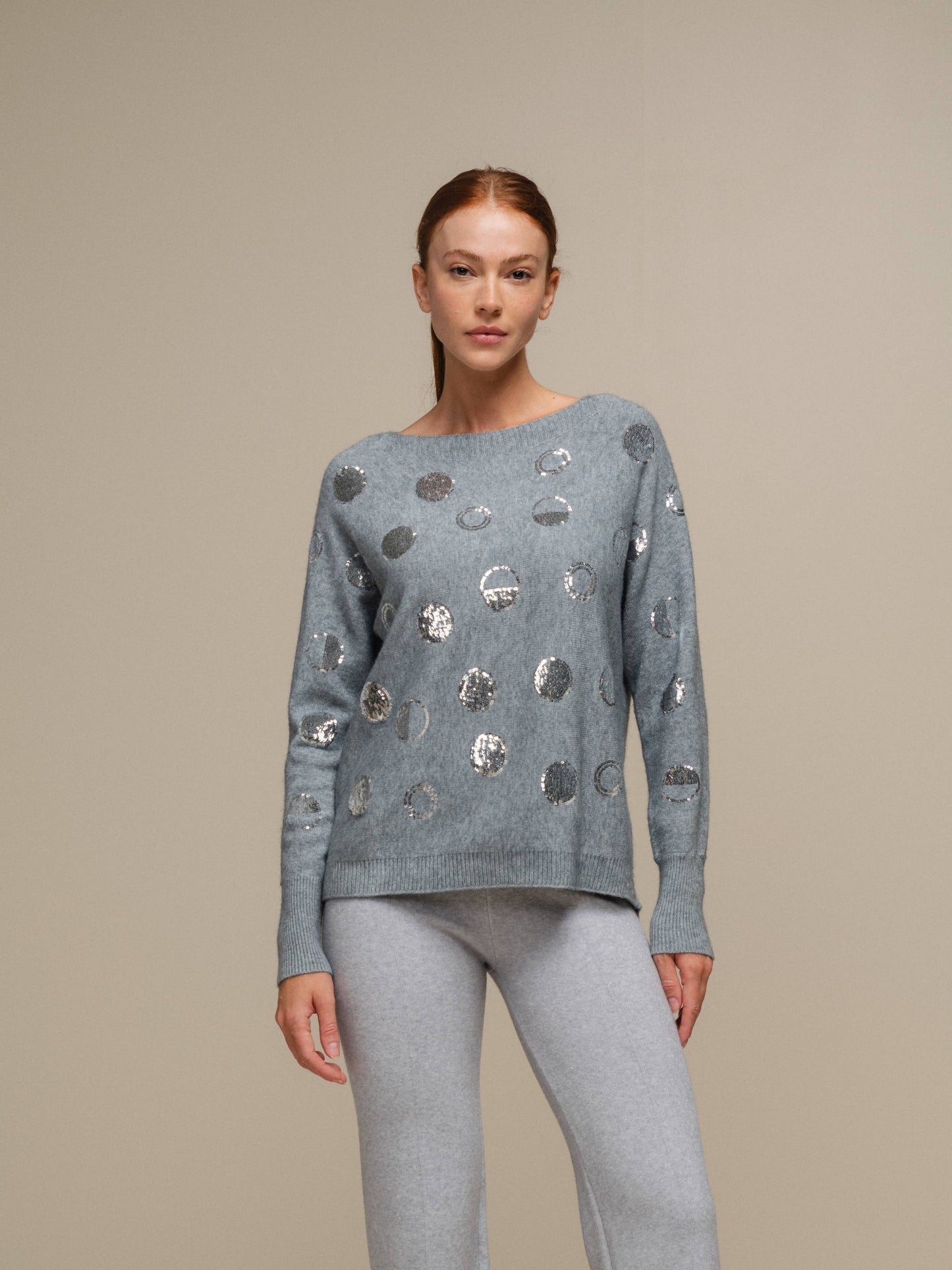 Maglione donna con paillettes a pois