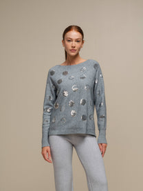Maglione donna con paillettes a pois