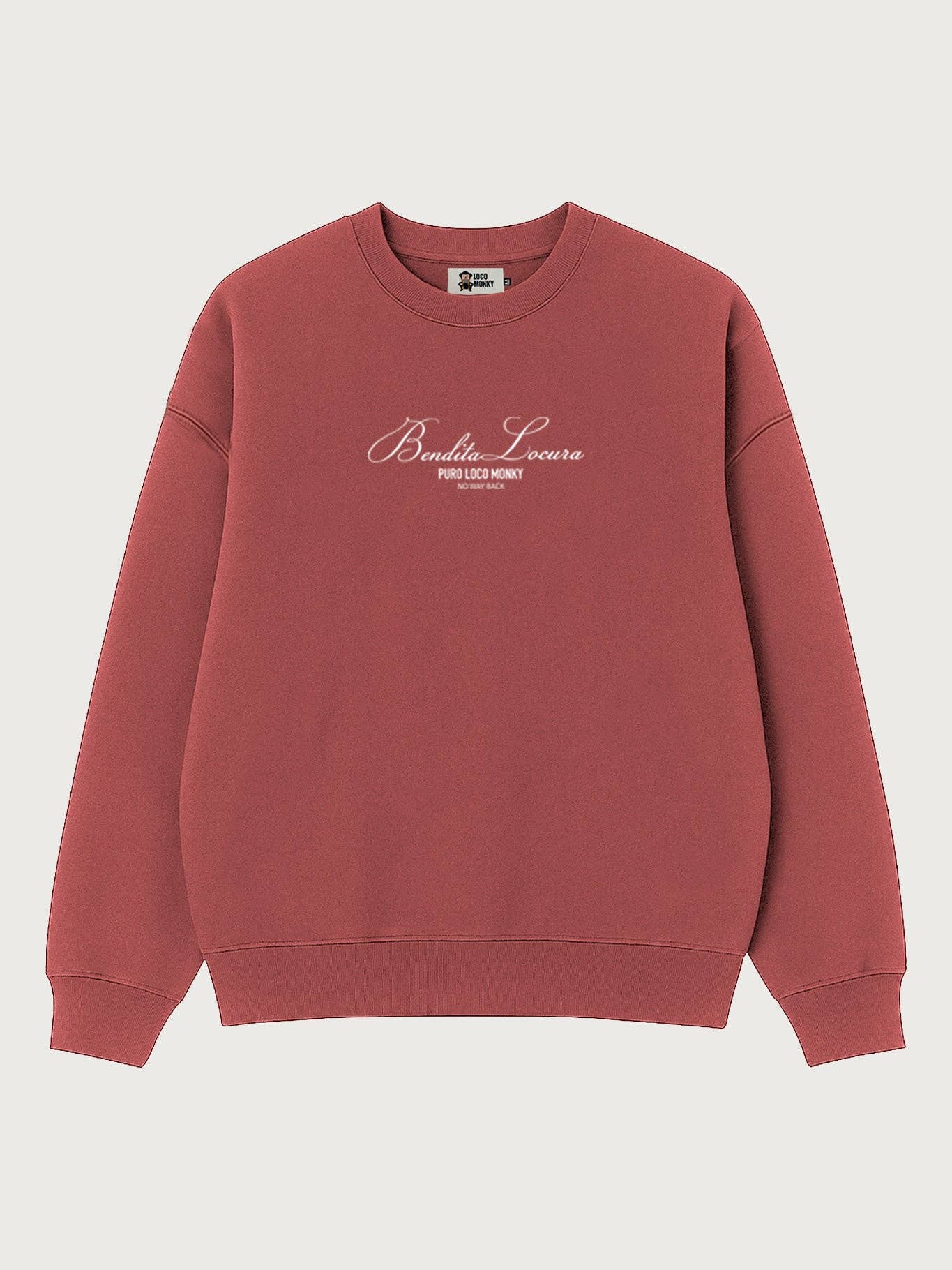 Felpa unisex oversize Bendita Locura ricamata color wine