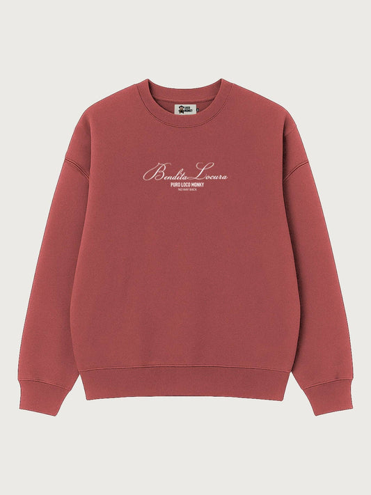 Felpa unisex oversize Bendita Locura ricamata color wine