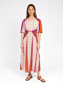 Abito midi Oren arancione con scollo a V