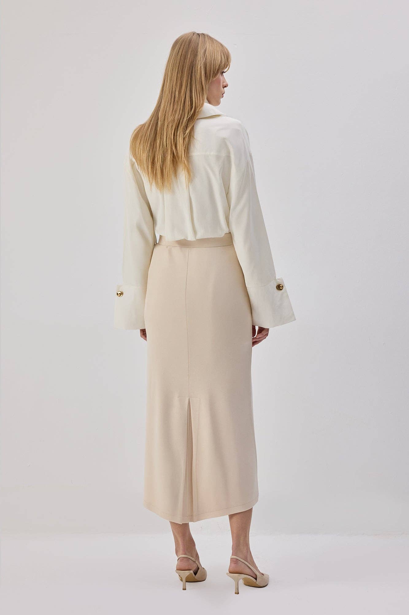 Gonna midi in maglia con vita elasticizzata