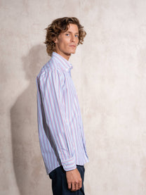 Camicia a righe multicolor da uomo in cotone e poliestere
