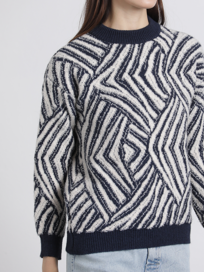 Pullover jacquard girocollo