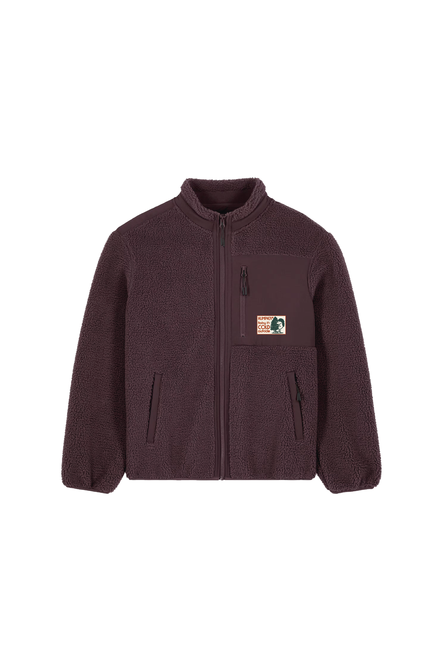 Giacca in pile sherpa rosso-marrone