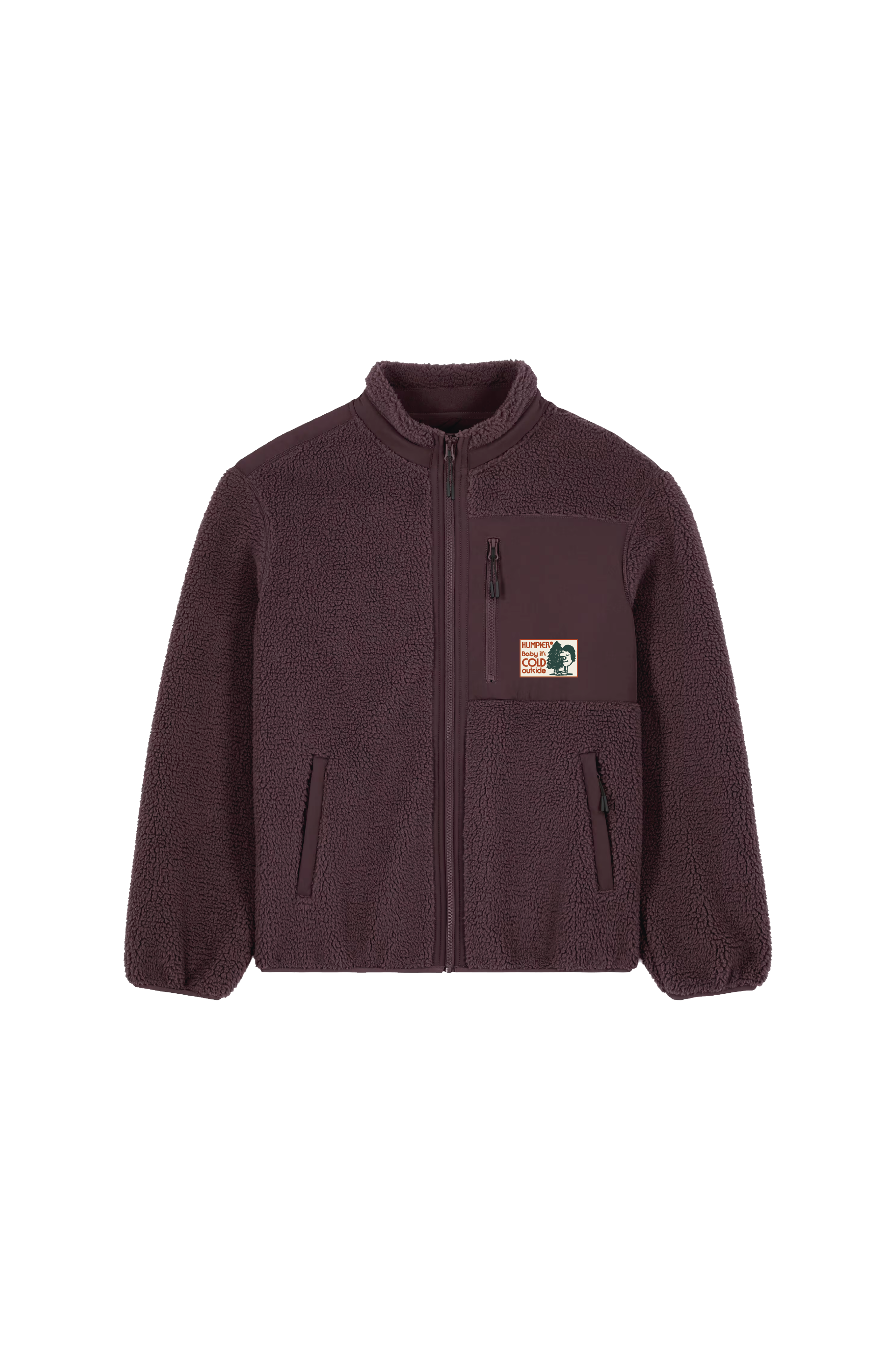 Giacca in pile sherpa rosso-marrone