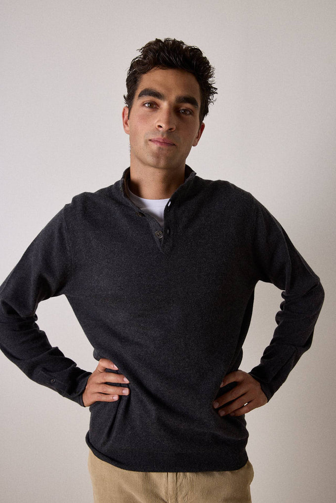 Maglione in lana merino con collo alto Shadow grigio