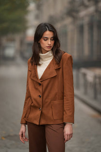 Cappotto effetto scamosciato con tasche frontali
