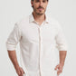 Camicia slim fit in piqué color avorio