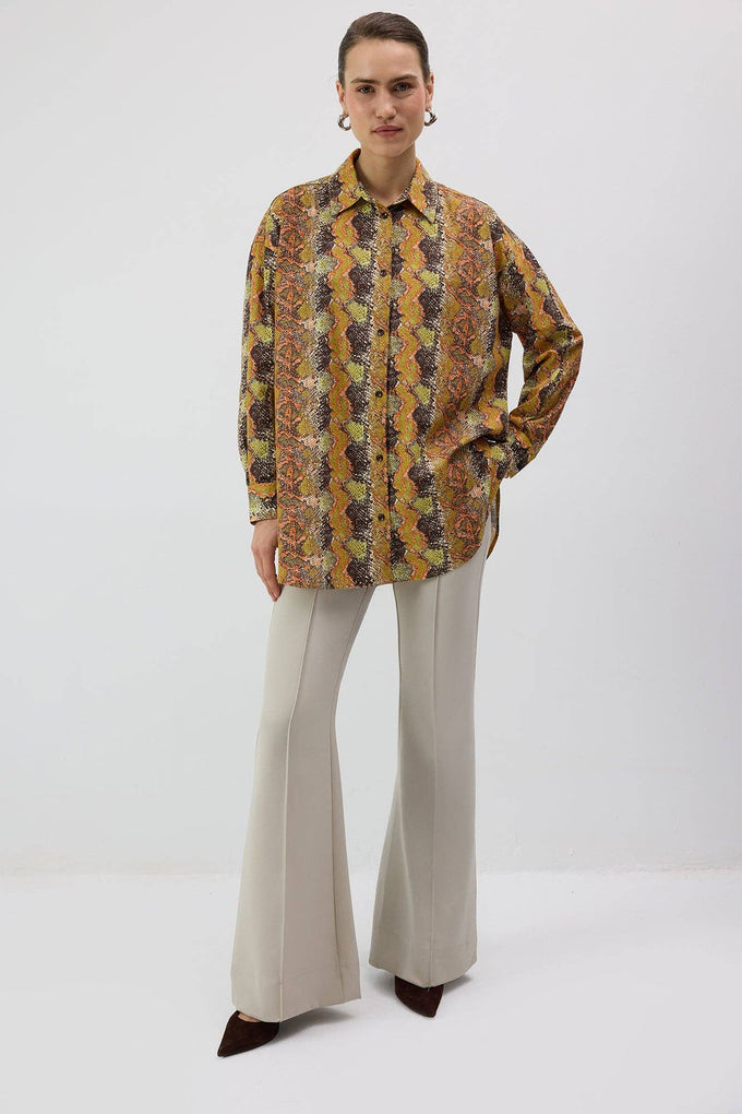 Camicia in popeline a fantasia
