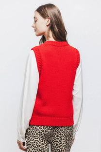 Gilet in maglia strutturata a trecce rosso