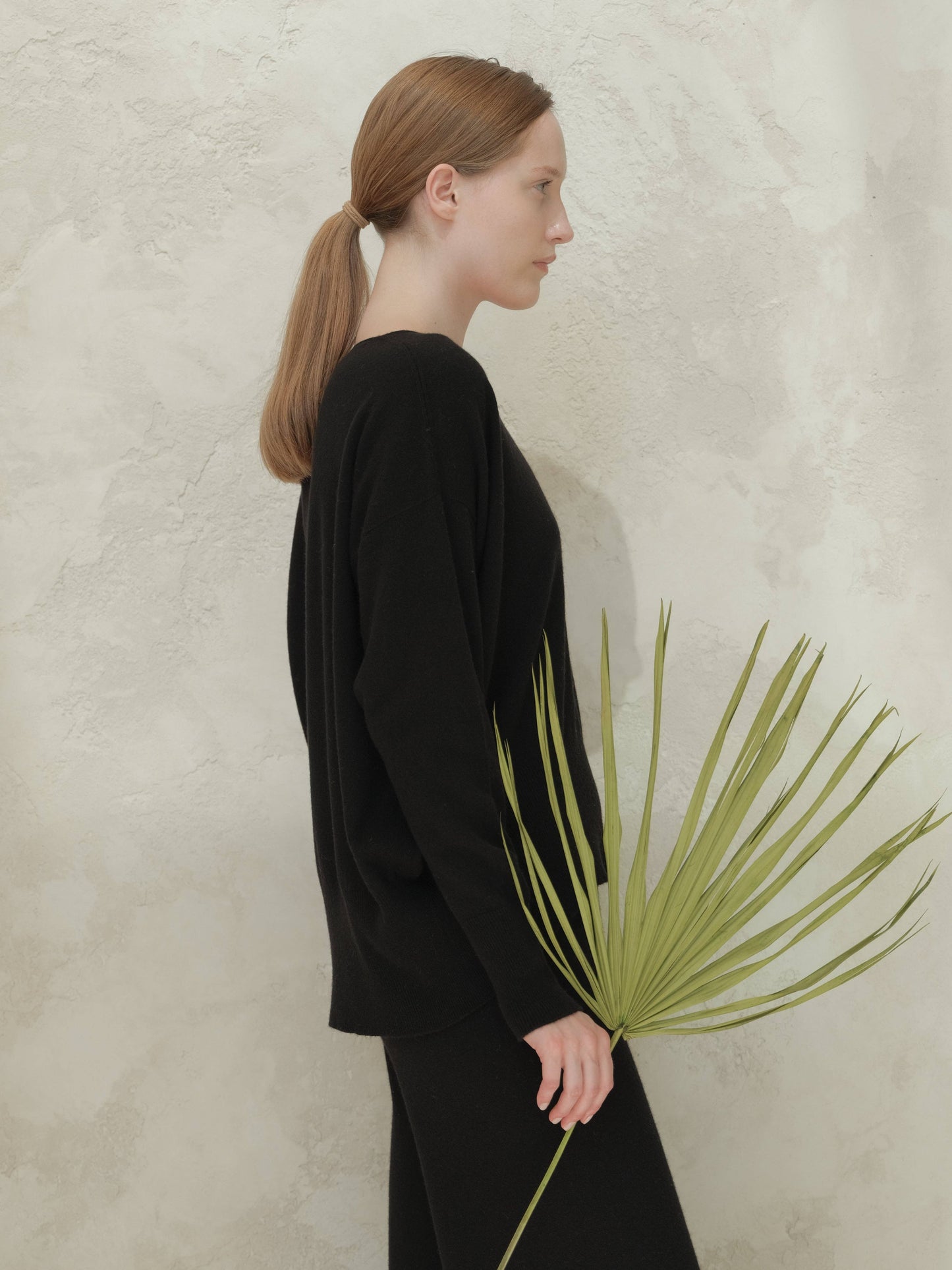 Maxi maglia con scollo a V in misto cashmere