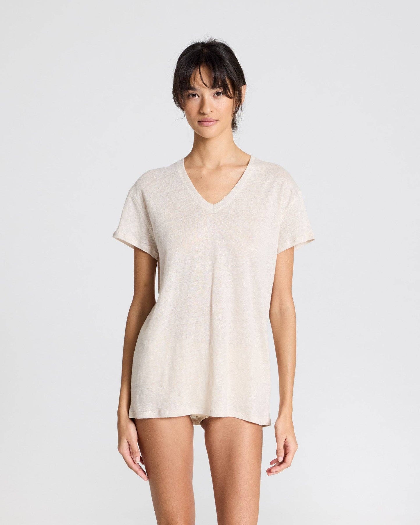 T-shirt in lino Simone grigio antico