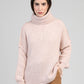 Maglione dolcevita oversize color polvere Lejoko
