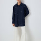 Camicia ricamata con applicazioni gioiello blu navy