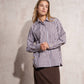 Blusa camicia oversize in cotone con bottoni dorati