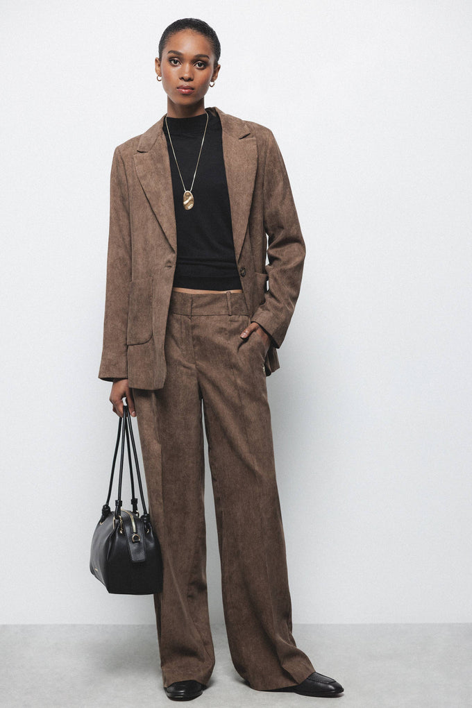 Blazer in velluto a coste con cintura