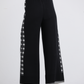 Pantaloni a palazzo jacquard con motivo geometrico