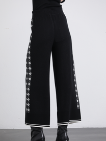 Pantaloni a palazzo jacquard con motivo geometrico