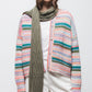 Cardigan in maglia a righe multicolor