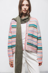 Cardigan in maglia a righe multicolor