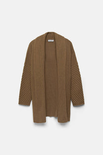 Cardigan in maglia strutturata con collo a imbuto