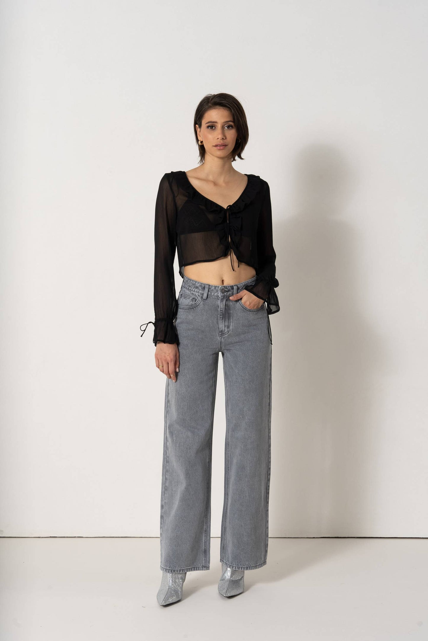 Jeans a Vita Alta Wide Leg Celestin